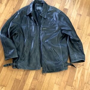 Men’s distressed black very soft leather jacket X Large
